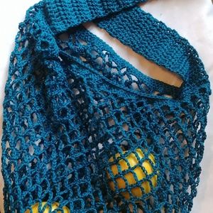 Teal Crochet Market Bag